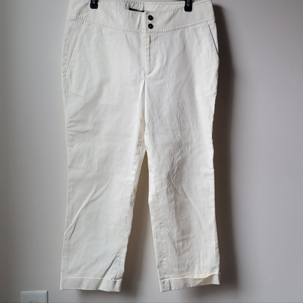 Ralph Lauren Cream color Cropped Pants Size 10.